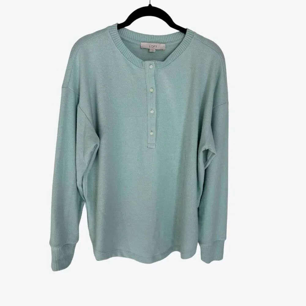 Loft Sweater Size Small Very Soft Mint Green Long Sleeve Pullover Buttons